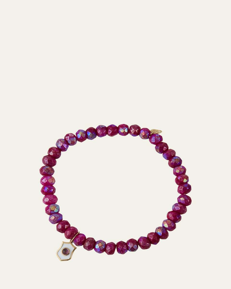 Fuchsia Moonstone and Shield Bracelet